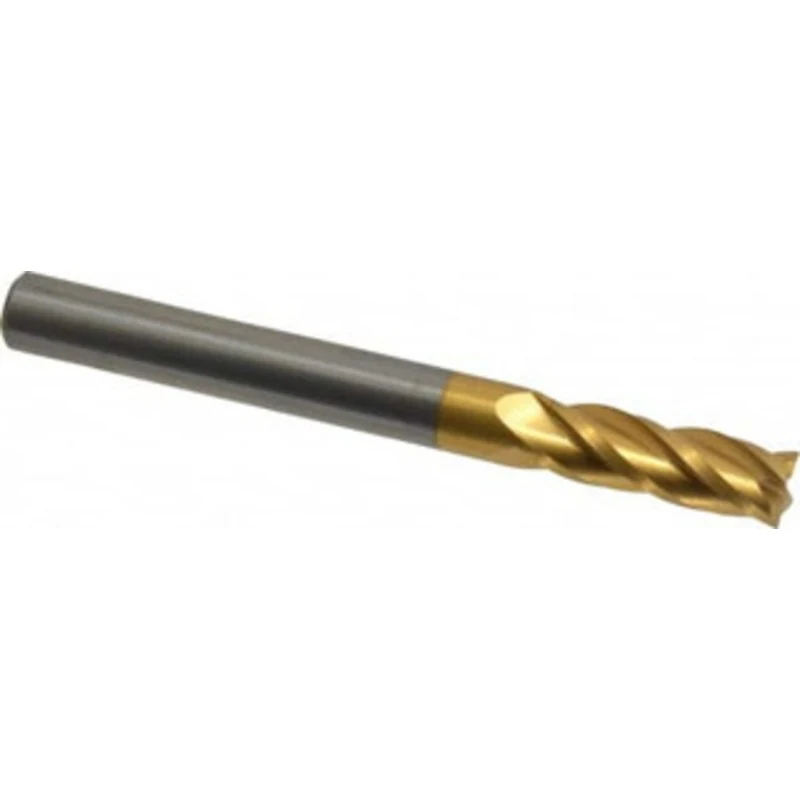 OSG 1/4, 3/4 LOC, 1/4 Shank Diam, 2-1/2 OAL, 4 Flute, Solid Carbide Square End Mill Single End, TiN Finish, Spiral Fl...